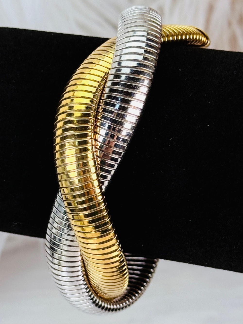 Vintage Napier Goldtone and Silver Tone Twisted Cobra Bracelet